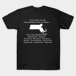 Massachusetts Town Names (Dark Colors) T-Shirt